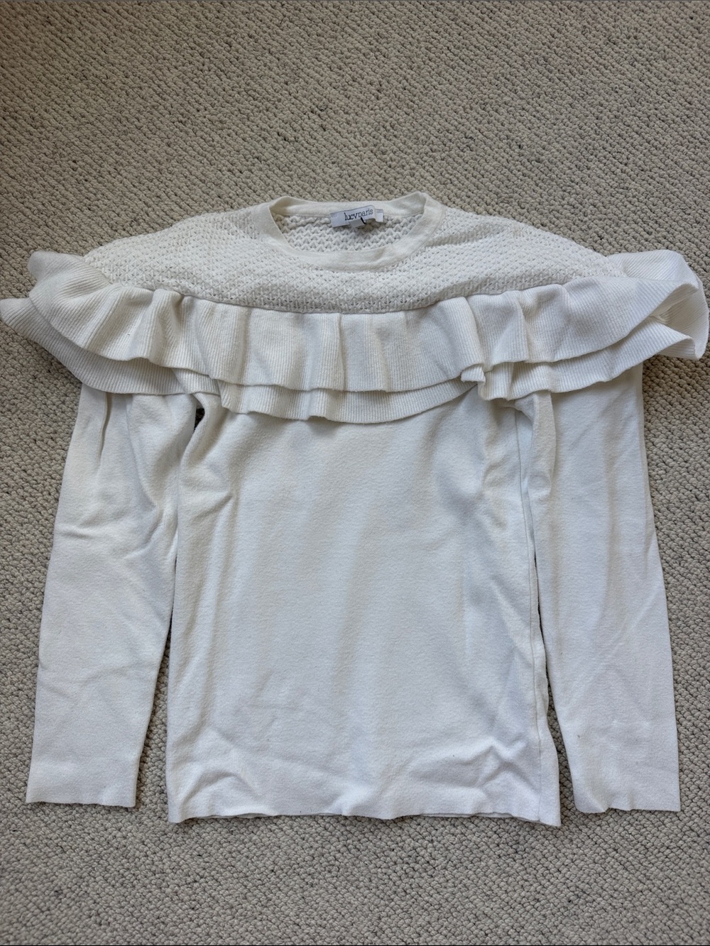 Lucy Paris Textured Ruffle Knit Long Sleeve Top